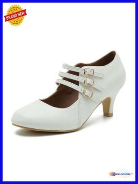 Mary Jane Pumps Round Toe Low Heel Wedding Work Office Kitten Heel Comfort Shoes
